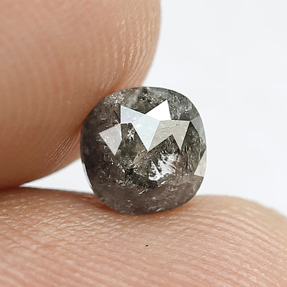 0.88 CT Natural Loose Cushion Shape Diamond Grey Black 5.4 MM Ethically Sourced Salt And Pepper Diamond