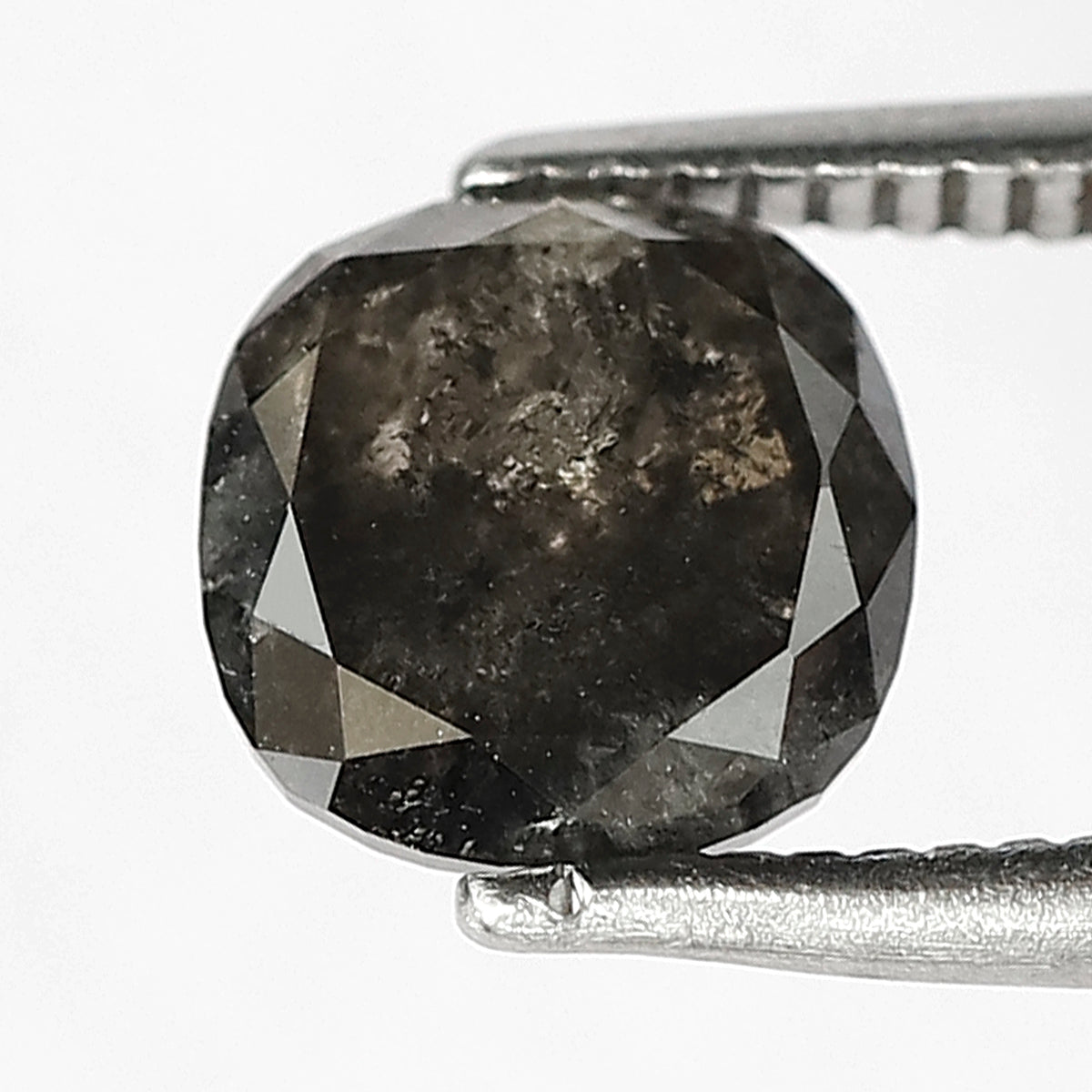 1.60 CT Cushion cut Natural Loose Earth Mined Diamond, 6.60 x 6.60 mm Gray Black Salt and Pepper Diamond