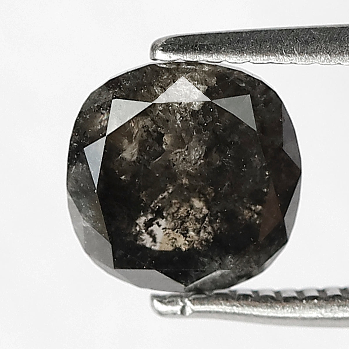 1.60 CT Cushion cut Natural Loose Earth Mined Diamond, 6.60 x 6.60 mm Gray Black Salt and Pepper Diamond