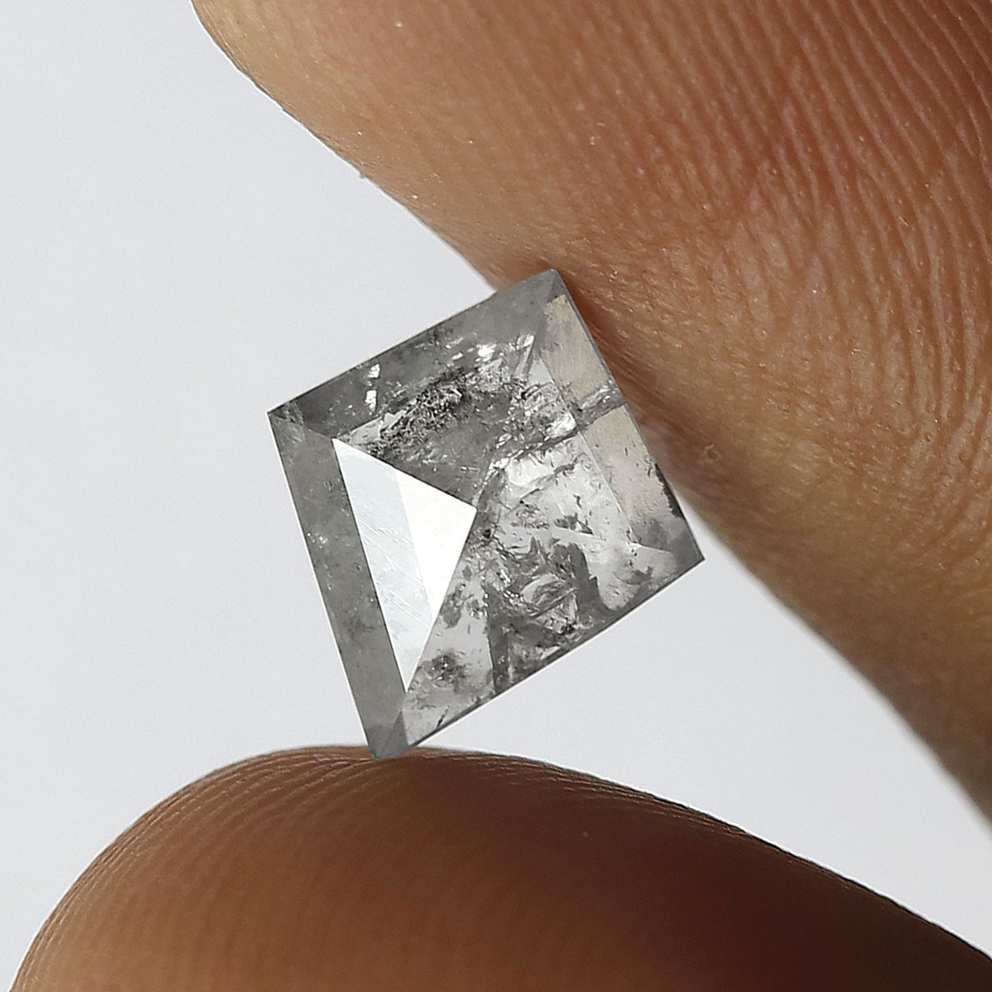 1.12 CT Kite Shape Translucent Loose Diamond, 9.30 x 8.00 mm Gray Black Salt and Pepper Diamond