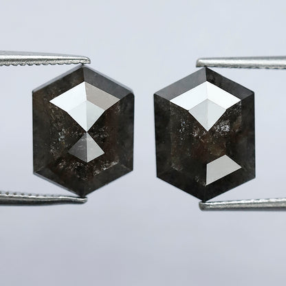 5.92 CT 11 MM Pair Of Elongated Hexagon Shape Diamond Rustic Loose Natural Diamond For Engagement Ring