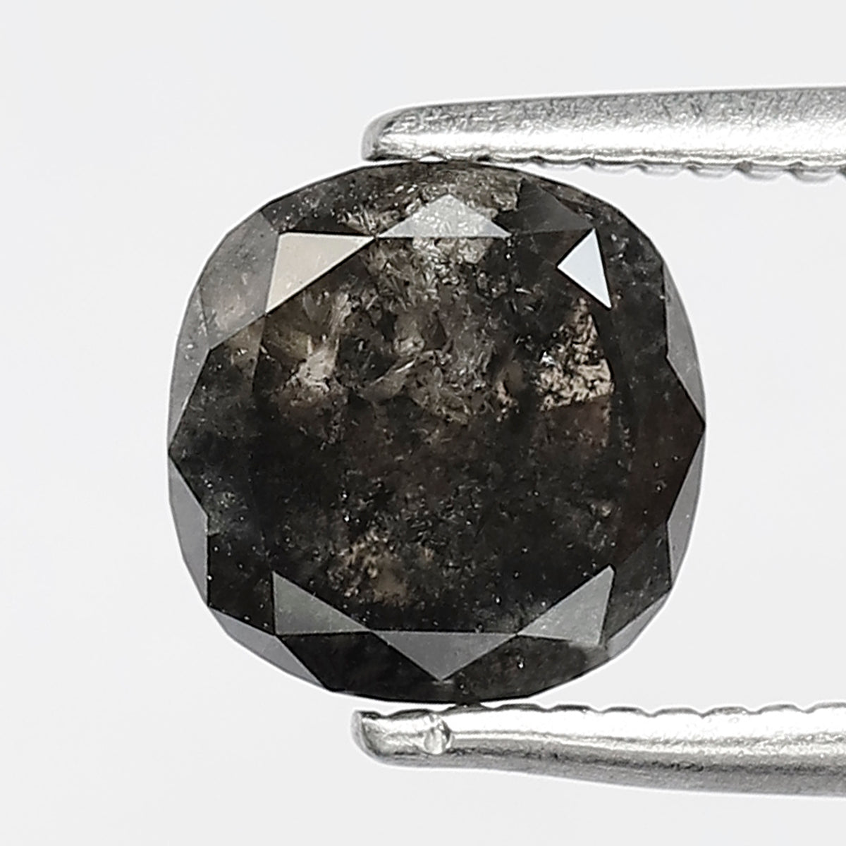 1.60 CT Cushion cut Natural Loose Earth Mined Diamond, 6.60 x 6.60 mm Gray Black Salt and Pepper Diamond
