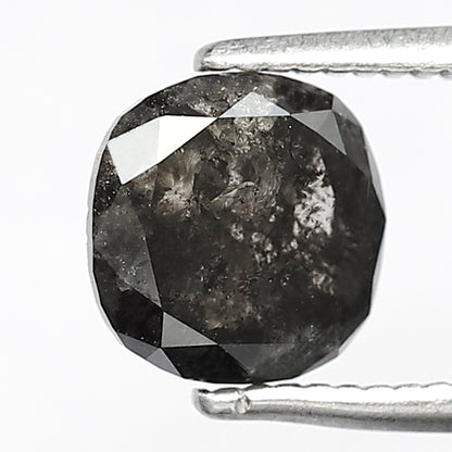 1.60 CT Cushion cut Natural Loose Earth Mined Diamond, 6.60 x 6.60 mm Gray Black Salt and Pepper Diamond