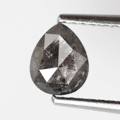 0.70 CT Blackish Gray Pear Shape Diamond, Natural 6.20 mm Conflict Free Salt and Pepper Diamond For Making Wedding Band