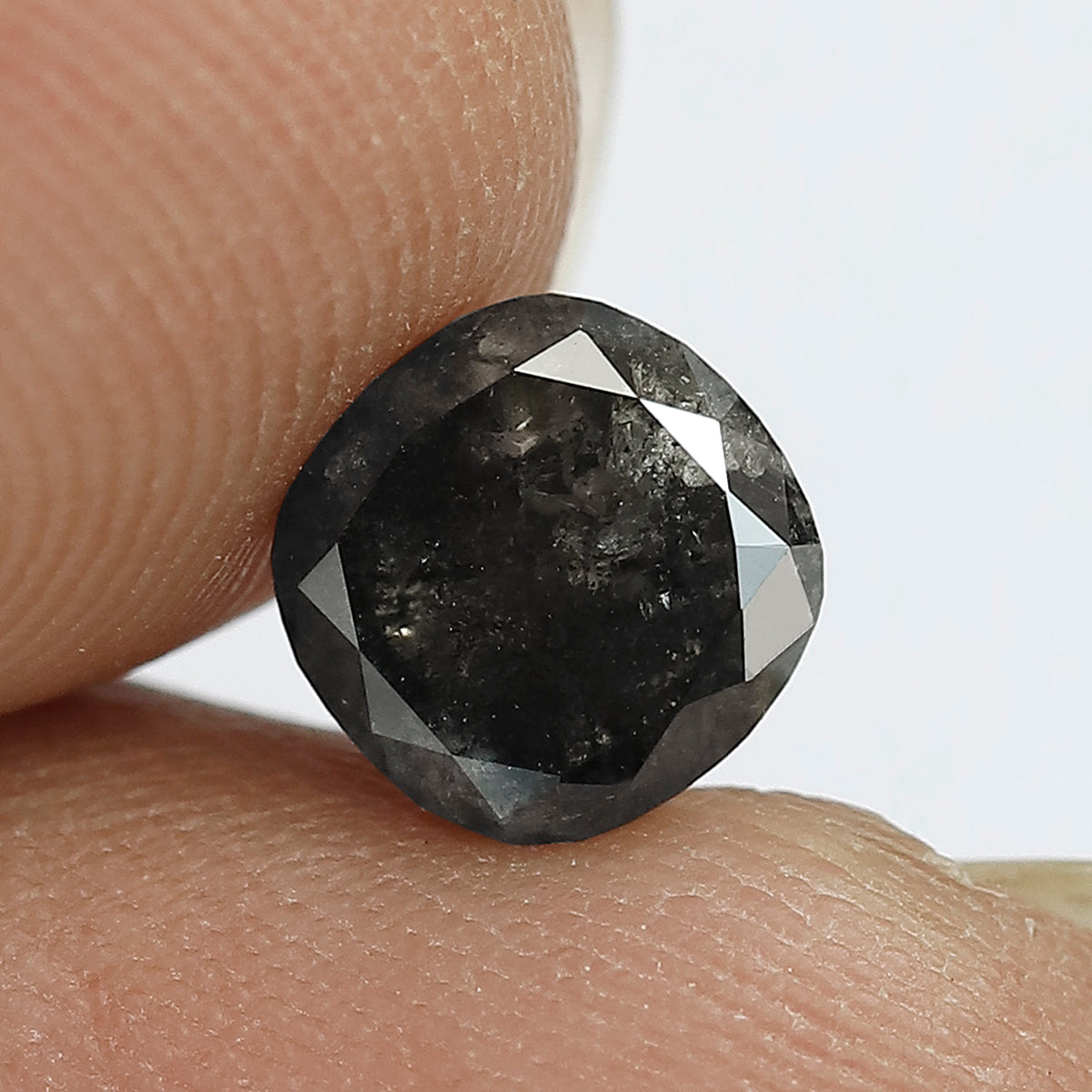 1.60 CT Cushion cut Natural Loose Earth Mined Diamond, 6.60 x 6.60 mm Gray Black Salt and Pepper Diamond