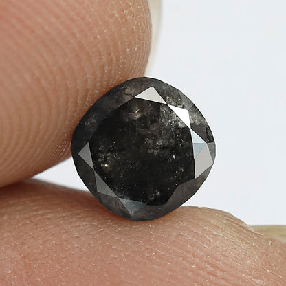 1.60 CT Cushion cut Natural Loose Earth Mined Diamond, 6.60 x 6.60 mm Gray Black Salt and Pepper Diamond