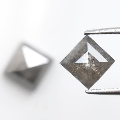 2.42 Ct Kite Shape Loose Diamond Pair, Natural Gray Black Salt and Pepper Diamonds, Unique Gems for Wedding Jewelry