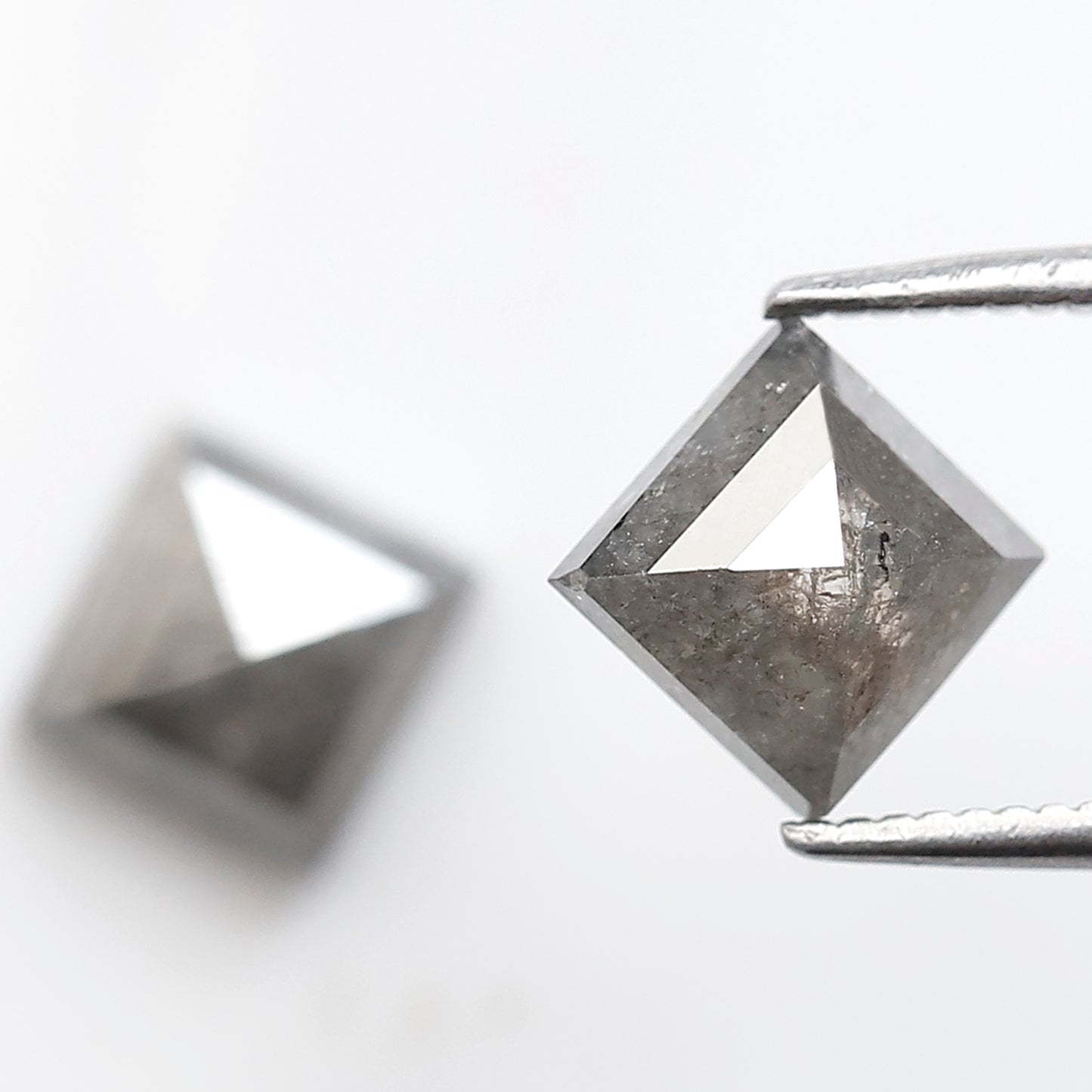 2.42 Ct Kite Shape Loose Diamond Pair, Natural Gray Black Salt and Pepper Diamonds, Unique Gems for Wedding Jewelry