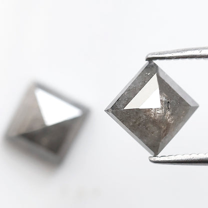 2.42 Ct Kite Shape Loose Diamond Pair, Natural Gray Black Salt and Pepper Diamonds, Unique Gems for Wedding Jewelry