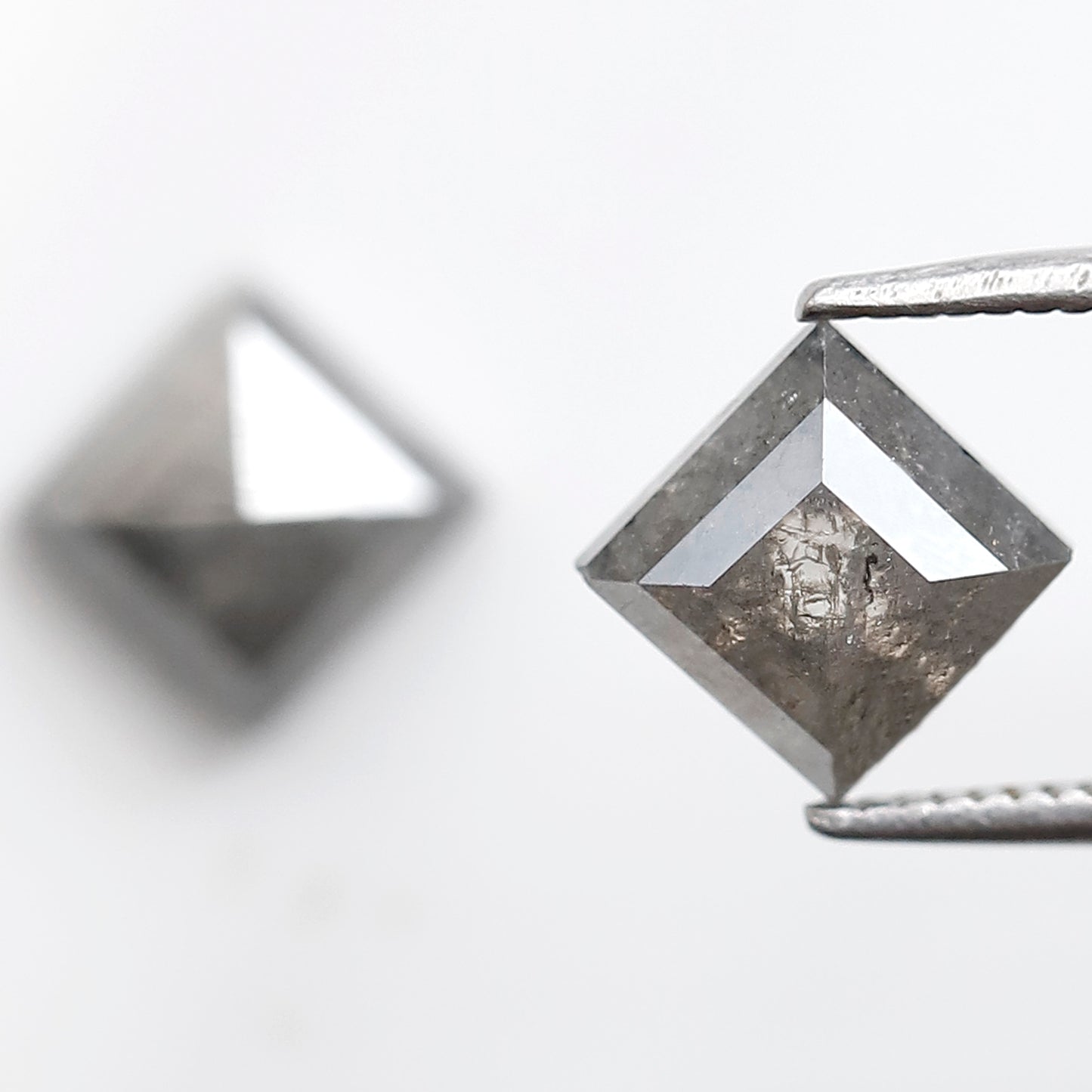 2.42 Ct Kite Shape Loose Diamond Pair, Natural Gray Black Salt and Pepper Diamonds, Unique Gems for Wedding Jewelry