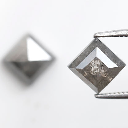 2.42 Ct Kite Shape Loose Diamond Pair, Natural Gray Black Salt and Pepper Diamonds, Unique Gems for Wedding Jewelry