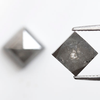 2.42 Ct Kite Shape Loose Diamond Pair, Natural Gray Black Salt and Pepper Diamonds, Unique Gems for Wedding Jewelry