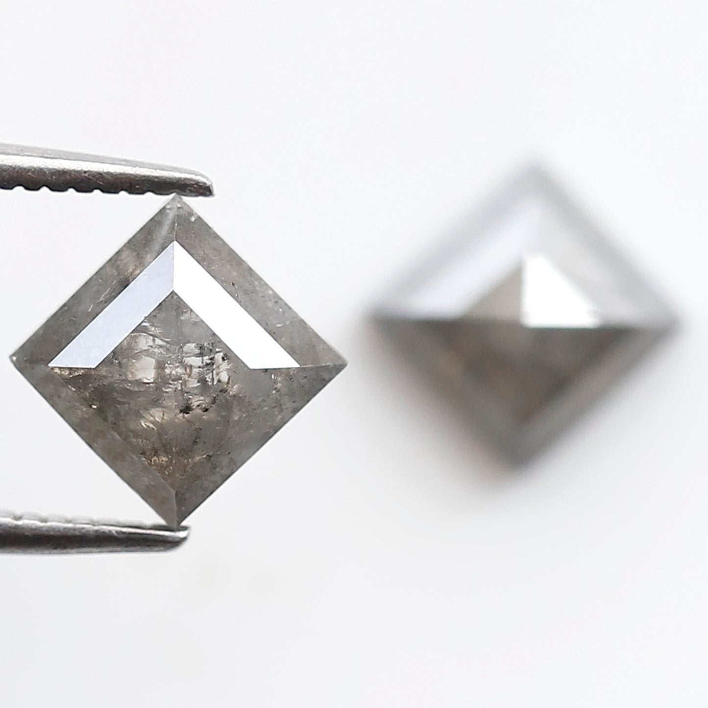 2.42 Ct Kite Shape Loose Diamond Pair, Natural Gray Black Salt and Pepper Diamonds, Unique Gems for Wedding Jewelry
