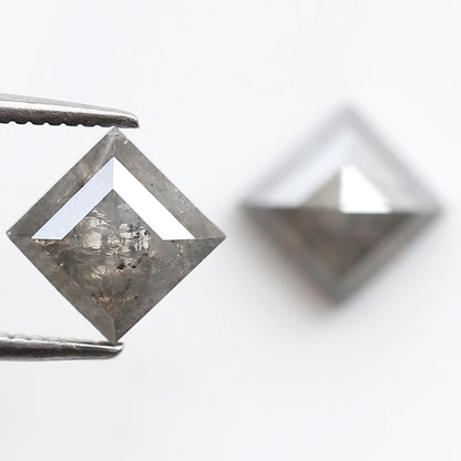 2.42 Ct Kite Shape Loose Diamond Pair, Natural Gray Black Salt and Pepper Diamonds, Unique Gems for Wedding Jewelry
