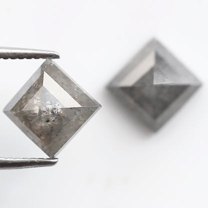 2.42 Ct Kite Shape Loose Diamond Pair, Natural Gray Black Salt and Pepper Diamonds, Unique Gems for Wedding Jewelry