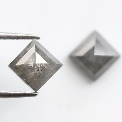 2.42 Ct Kite Shape Loose Diamond Pair, Natural Gray Black Salt and Pepper Diamonds, Unique Gems for Wedding Jewelry