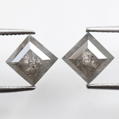 2.42 Ct Kite Shape Loose Diamond Pair, Natural Gray Black Salt and Pepper Diamonds, Unique Gems for Wedding Jewelry