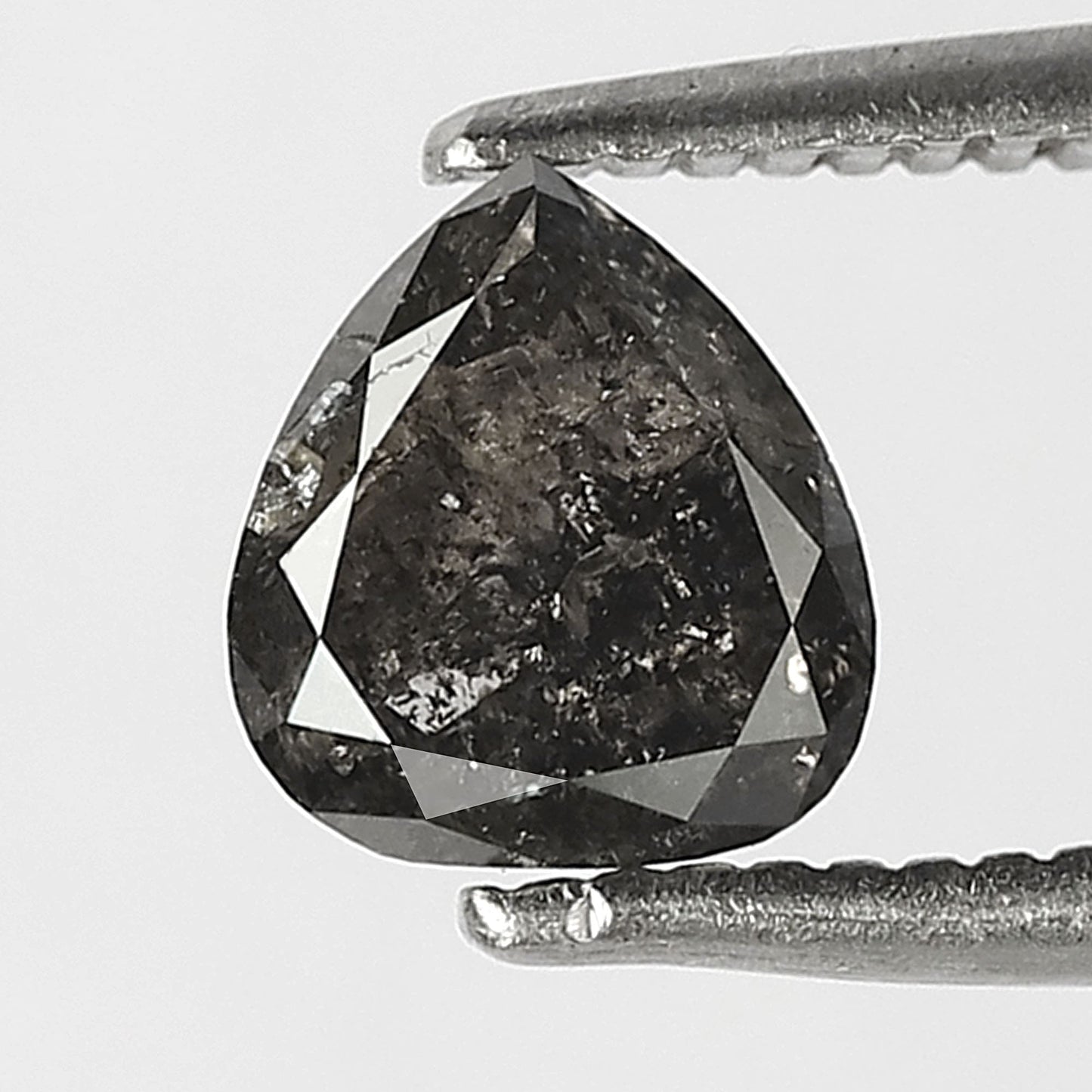 0.79 CT Natural Gray Black Pear Shape Diamond, 6.00 x 5.50 mm Salt and Pepper Earth Mined Diamond For Promise Ring