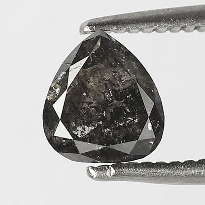 0.79 CT Natural Gray Black Pear Shape Diamond, 6.00 x 5.50 mm Salt and Pepper Earth Mined Diamond For Promise Ring