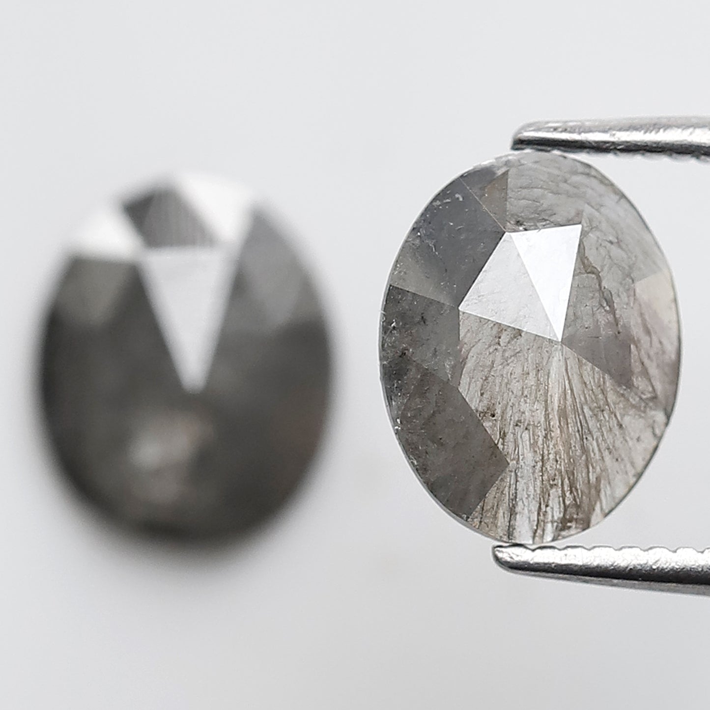 2.16 Ct Pair of Oval Cut Salt and Pepper Diamonds, Natural Gray Black Ethical Loose Diamonds for Wedding Jewelry & Earrings