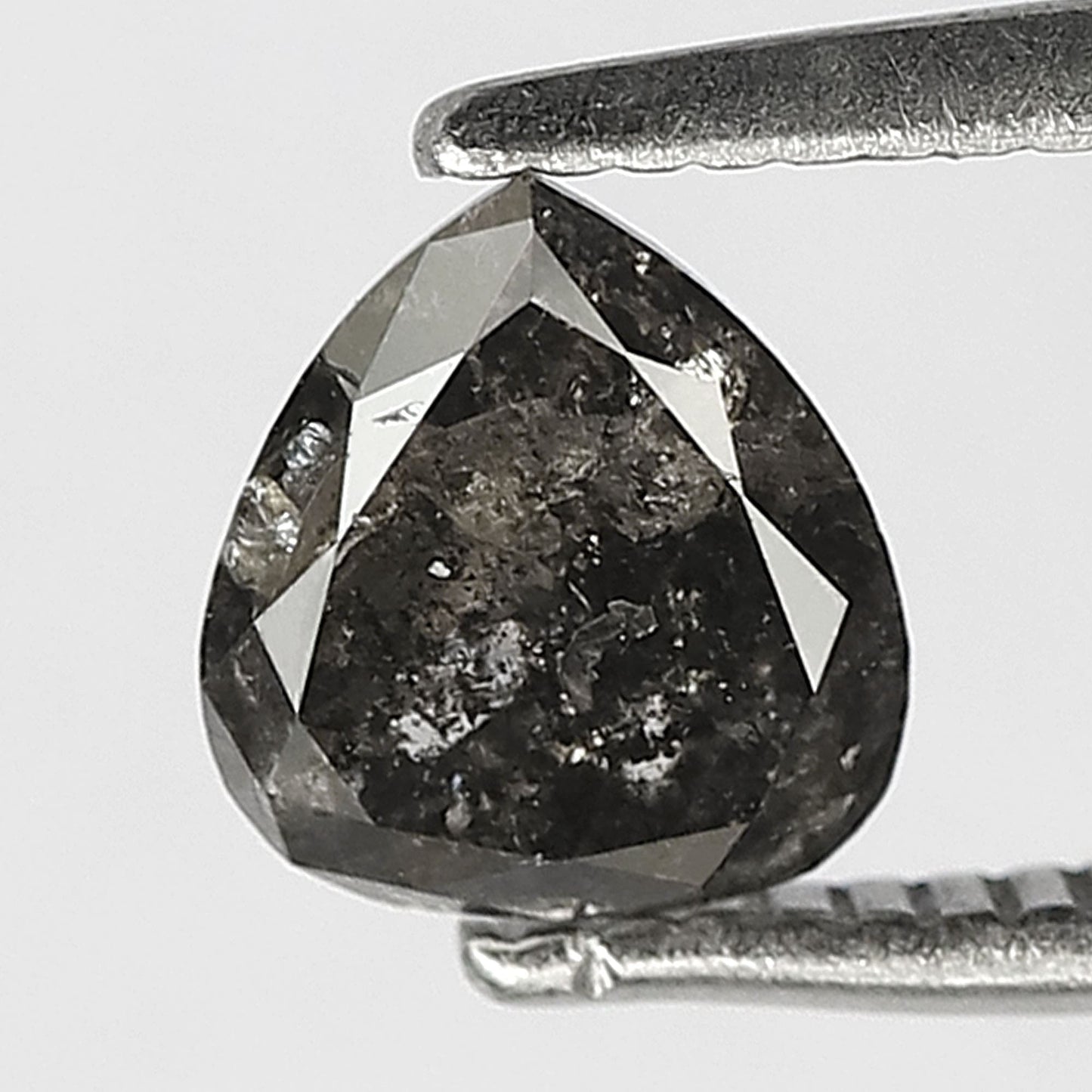 0.79 CT Natural Gray Black Pear Shape Diamond, 6.00 x 5.50 mm Salt and Pepper Earth Mined Diamond For Promise Ring