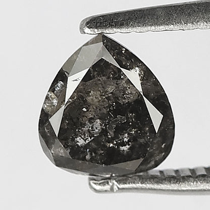 0.79 CT Natural Gray Black Pear Shape Diamond, 6.00 x 5.50 mm Salt and Pepper Earth Mined Diamond For Promise Ring