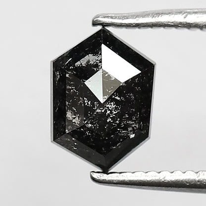 1.00 CT Hexagon Salt and Pepper Diamond, Natural Blackish Gray Loose Earth Mined Diamond For Engagement Ring
