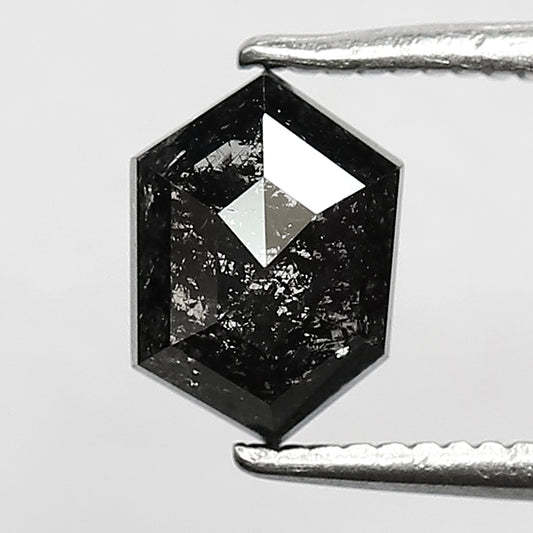 1.00 CT Hexagon Salt and Pepper Diamond, Natural Blackish Gray Loose Earth Mined Diamond For Engagement Ring
