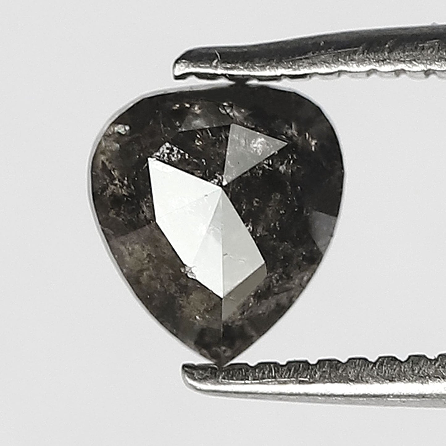 0.79 CT Natural Gray Black Pear Shape Diamond, 6.00 x 5.50 mm Salt and Pepper Earth Mined Diamond For Promise Ring