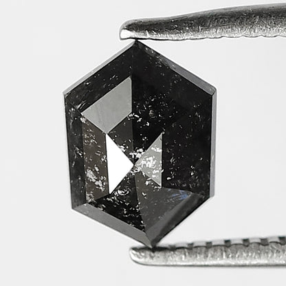 1.00 CT Hexagon Salt and Pepper Diamond, Natural Blackish Gray Loose Earth Mined Diamond For Engagement Ring