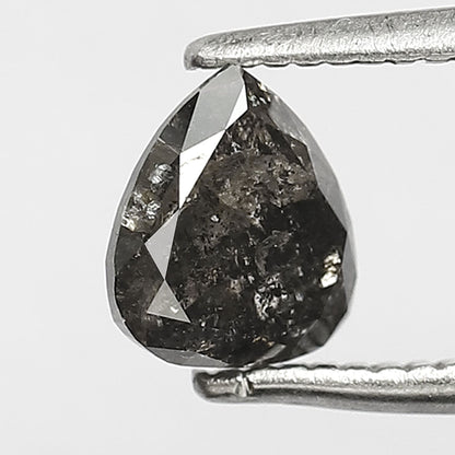 0.79 CT Natural Gray Black Pear Shape Diamond, 6.00 x 5.50 mm Salt and Pepper Earth Mined Diamond For Promise Ring