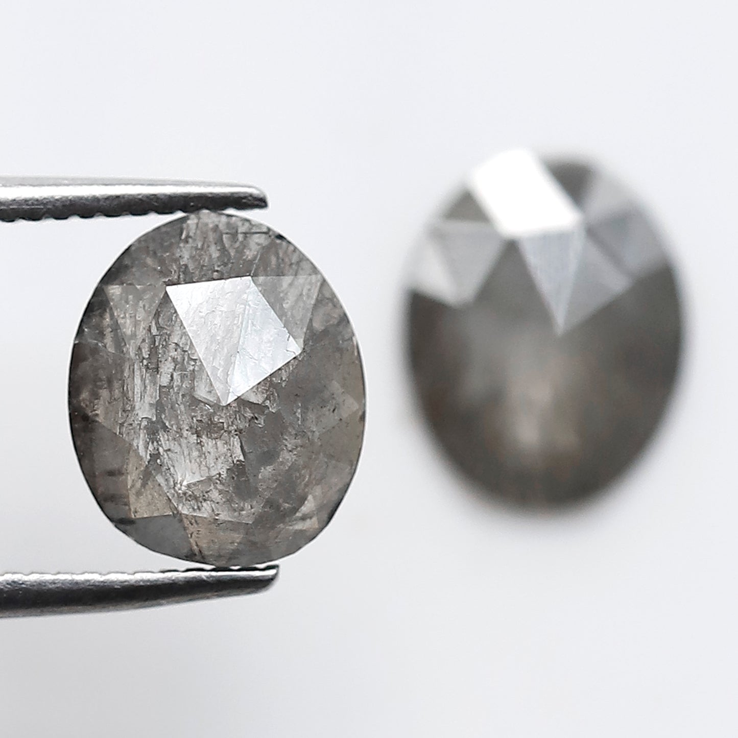 2.16 Ct Pair of Oval Cut Salt and Pepper Diamonds, Natural Gray Black Ethical Loose Diamonds for Wedding Jewelry & Earrings