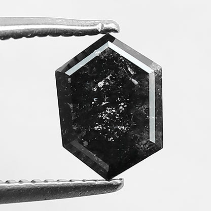 1.00 CT Hexagon Salt and Pepper Diamond, Natural Blackish Gray Loose Earth Mined Diamond For Engagement Ring