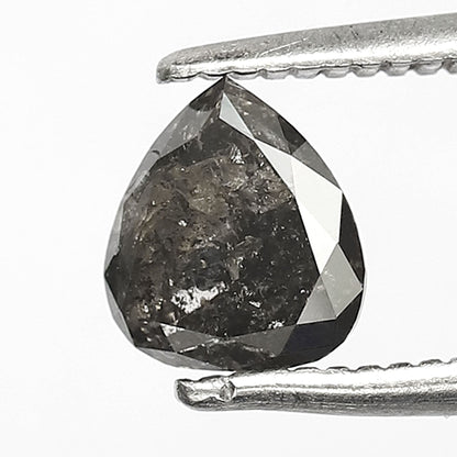 0.79 CT Natural Gray Black Pear Shape Diamond, 6.00 x 5.50 mm Salt and Pepper Earth Mined Diamond For Promise Ring