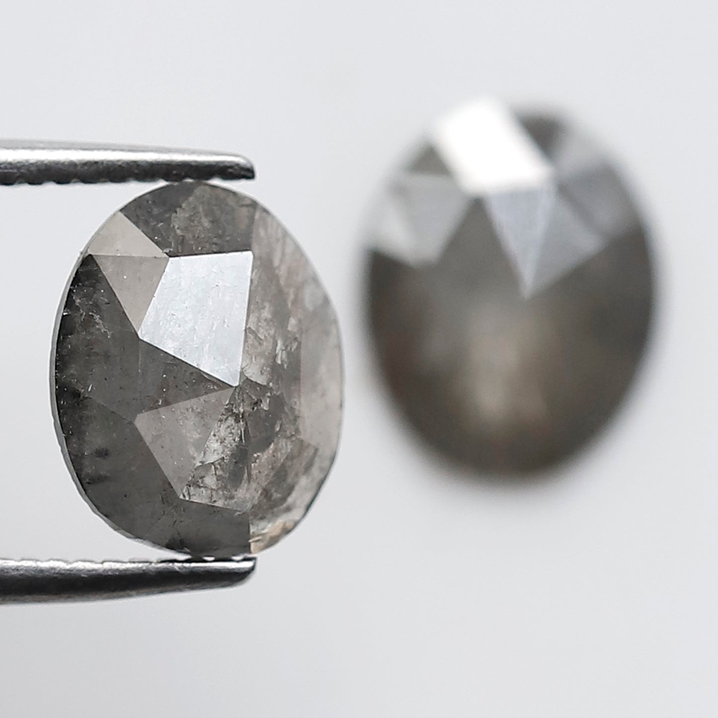 2.16 Ct Pair of Oval Cut Salt and Pepper Diamonds, Natural Gray Black Ethical Loose Diamonds for Wedding Jewelry & Earrings