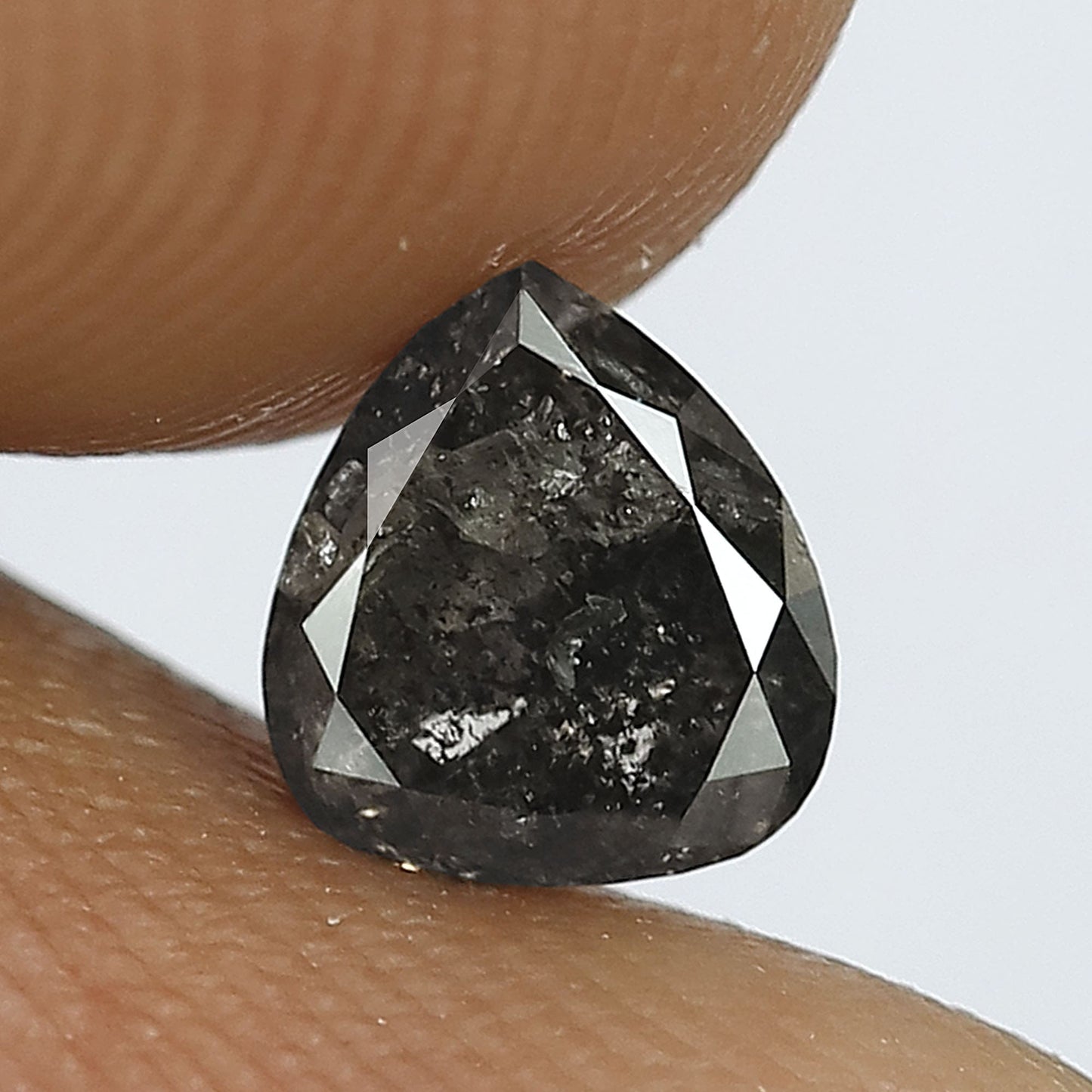 0.79 CT Natural Gray Black Pear Shape Diamond, 6.00 x 5.50 mm Salt and Pepper Earth Mined Diamond For Promise Ring