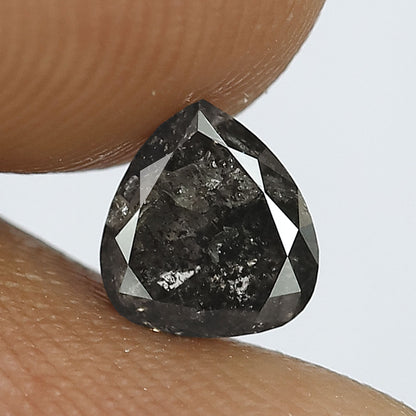 0.79 CT Natural Gray Black Pear Shape Diamond, 6.00 x 5.50 mm Salt and Pepper Earth Mined Diamond For Promise Ring