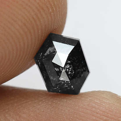 1.00 CT Hexagon Salt and Pepper Diamond, Natural Blackish Gray Loose Earth Mined Diamond For Engagement Ring