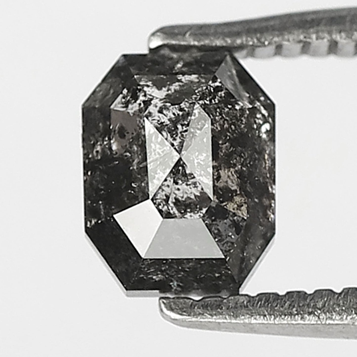 0.78 CT Emerald cut Loose Natural Diamond, 5.50 x 4.40 mm Gray Black Salt and Pepper Diamond For Anniversary Ring