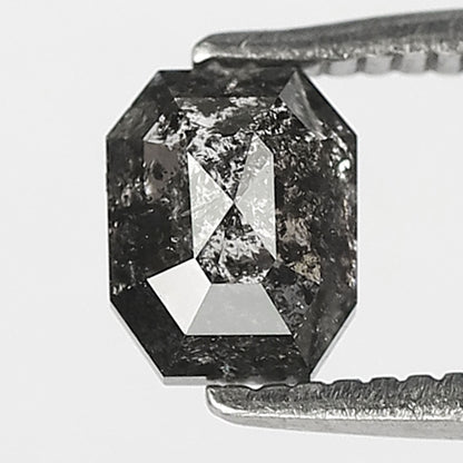 0.78 CT Emerald cut Loose Natural Diamond, 5.50 x 4.40 mm Gray Black Salt and Pepper Diamond For Anniversary Ring