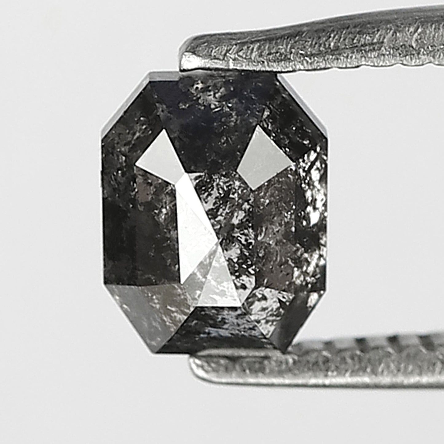 0.78 CT Emerald cut Loose Natural Diamond, 5.50 x 4.40 mm Gray Black Salt and Pepper Diamond For Anniversary Ring
