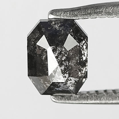 0.78 CT Emerald cut Loose Natural Diamond, 5.50 x 4.40 mm Gray Black Salt and Pepper Diamond For Anniversary Ring