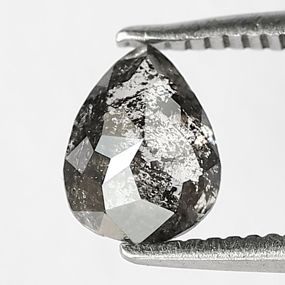 0.66 CT Pear Shape Salt and Pepper Diamond – Natural Gray Black Loose Diamond for Bridal Ring
