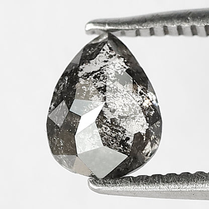 0.66 CT Pear Shape Salt and Pepper Diamond – Natural Gray Black Loose Diamond for Bridal Ring