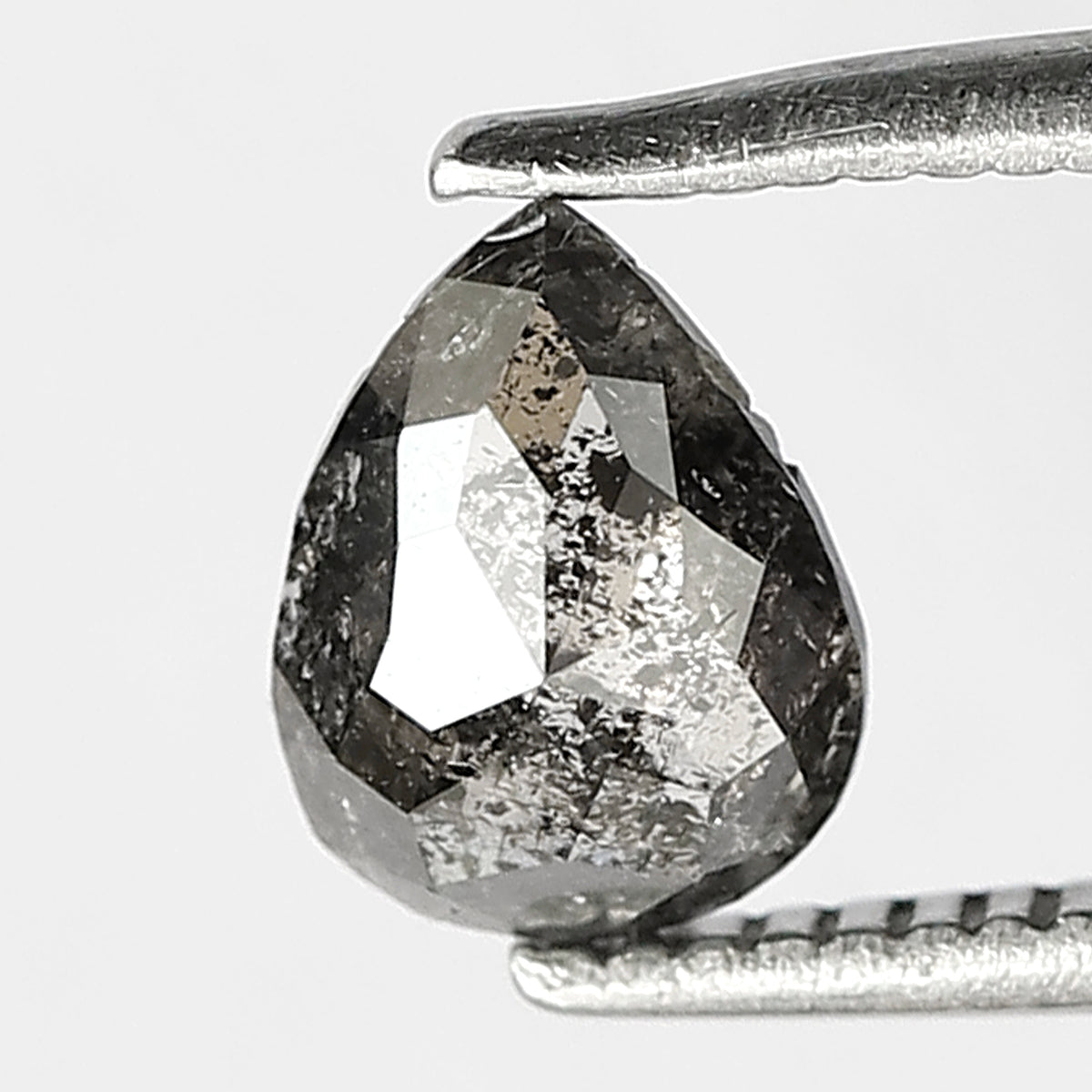 0.66 CT Pear Shape Salt and Pepper Diamond – Natural Gray Black Loose Diamond for Bridal Ring