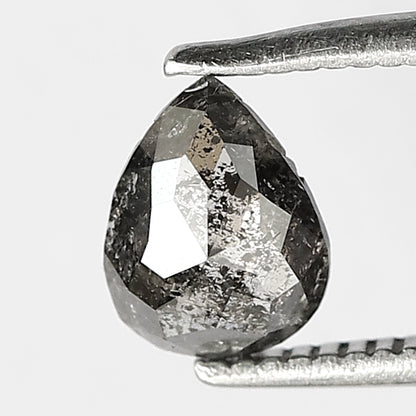 0.66 CT Pear Shape Salt and Pepper Diamond – Natural Gray Black Loose Diamond for Bridal Ring