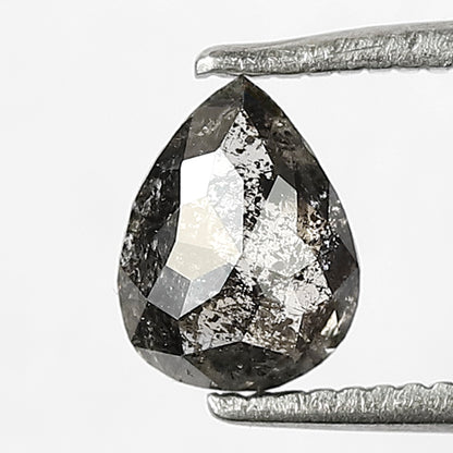 0.66 CT Pear Shape Salt and Pepper Diamond – Natural Gray Black Loose Diamond for Bridal Ring