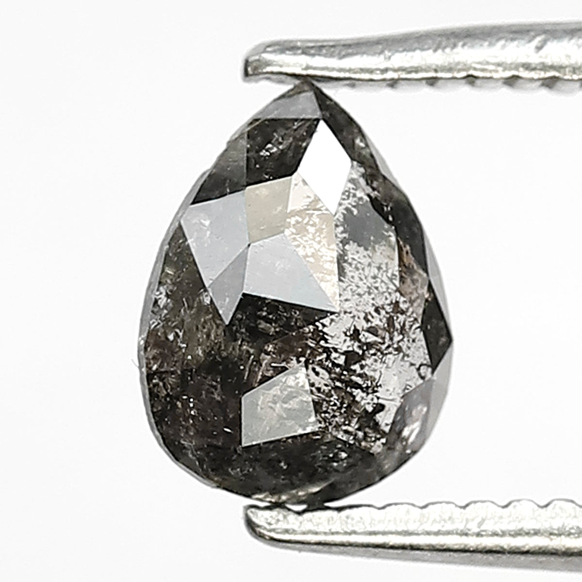 0.66 CT Pear Shape Salt and Pepper Diamond – Natural Gray Black Loose Diamond for Bridal Ring