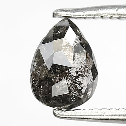 0.66 CT Pear Shape Salt and Pepper Diamond – Natural Gray Black Loose Diamond for Bridal Ring