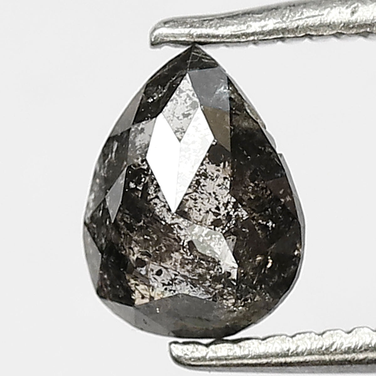 0.66 CT Pear Shape Salt and Pepper Diamond – Natural Gray Black Loose Diamond for Bridal Ring